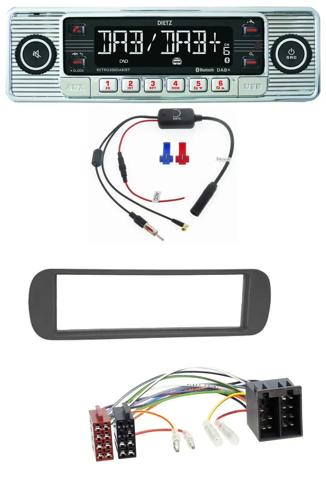 Dietz DAB USB MP3 Bluetooth Autoradio für Lancia Y (1996-2004) - schwarz