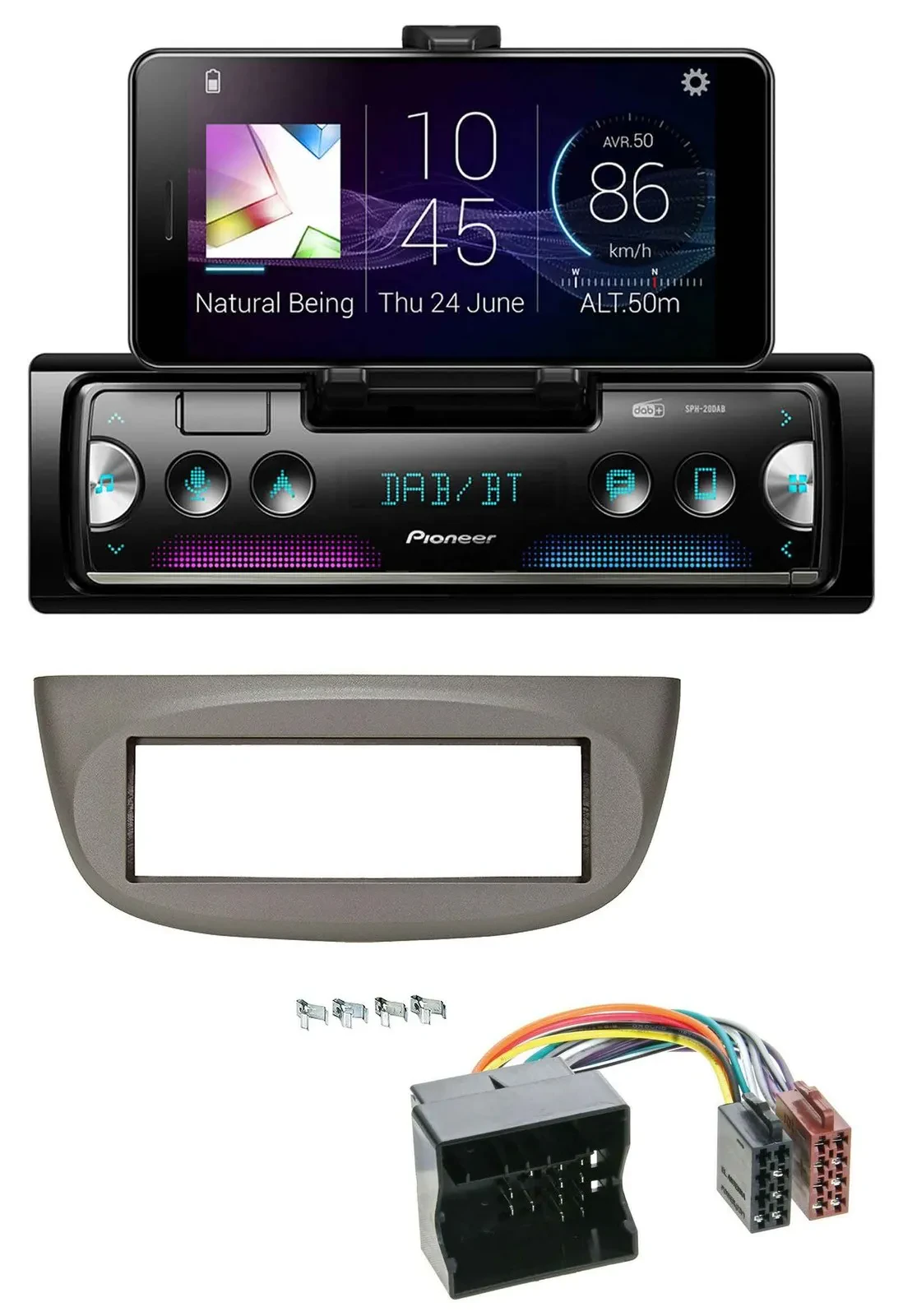 Автомагнитола Pioneer USB MP3 Bluetooth DAB для Renault Twingo 2007–2014 бежево-серая