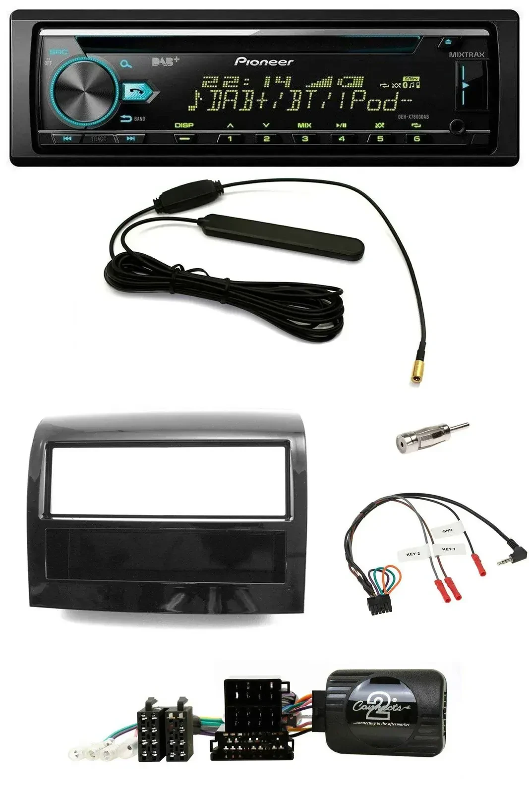 Автомагнитола для Fiat Ducato 2012–2015 Pioneer CD/MP3, DAB, USB, совместима с кнопками на руле, цвет чёрный (Piano Black)