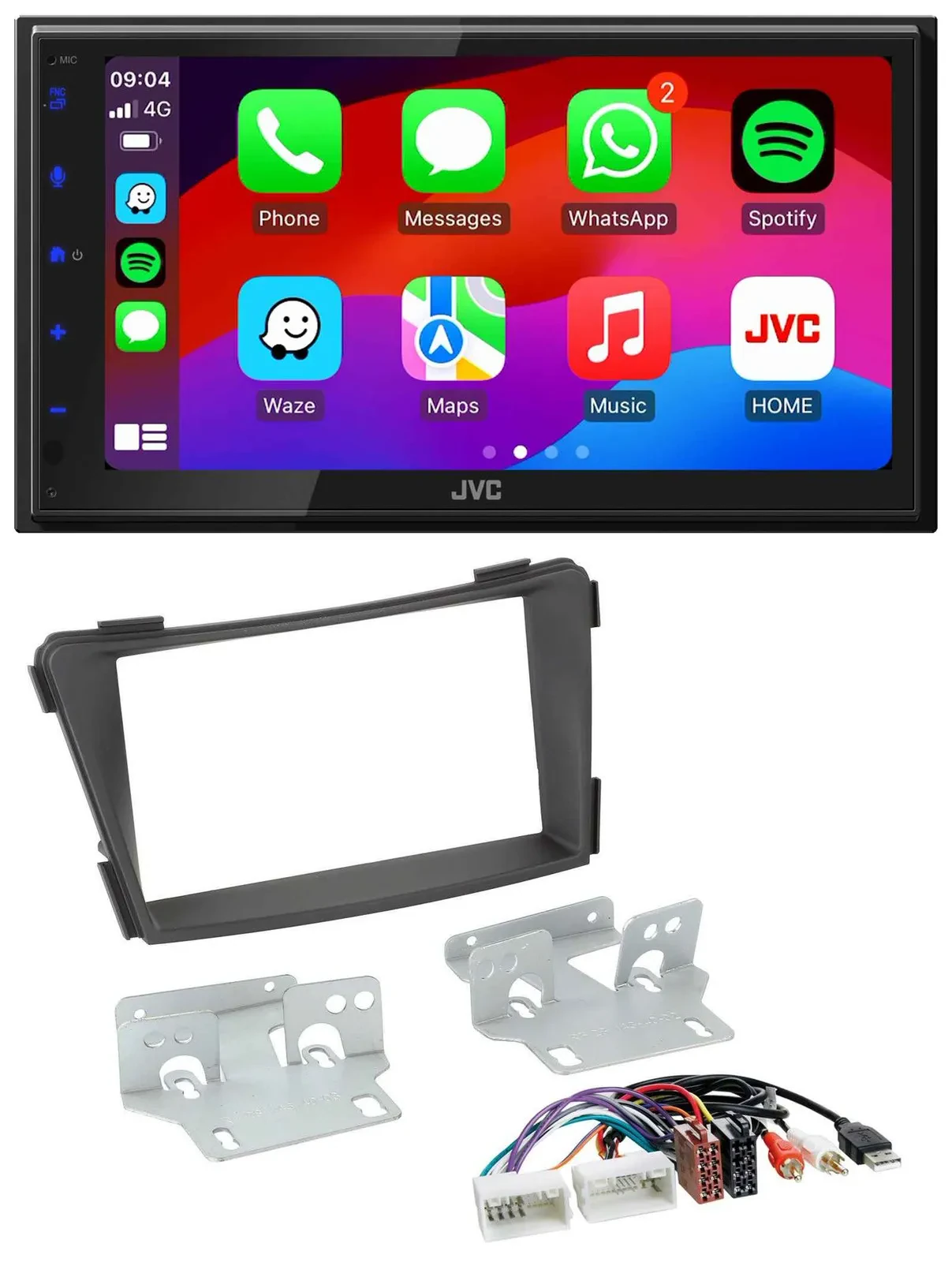 JVC Bluetooth 2DIN MP3 DAB USB Autoradio für Hyundai i40 ab 2011 VF schwarz AUX
