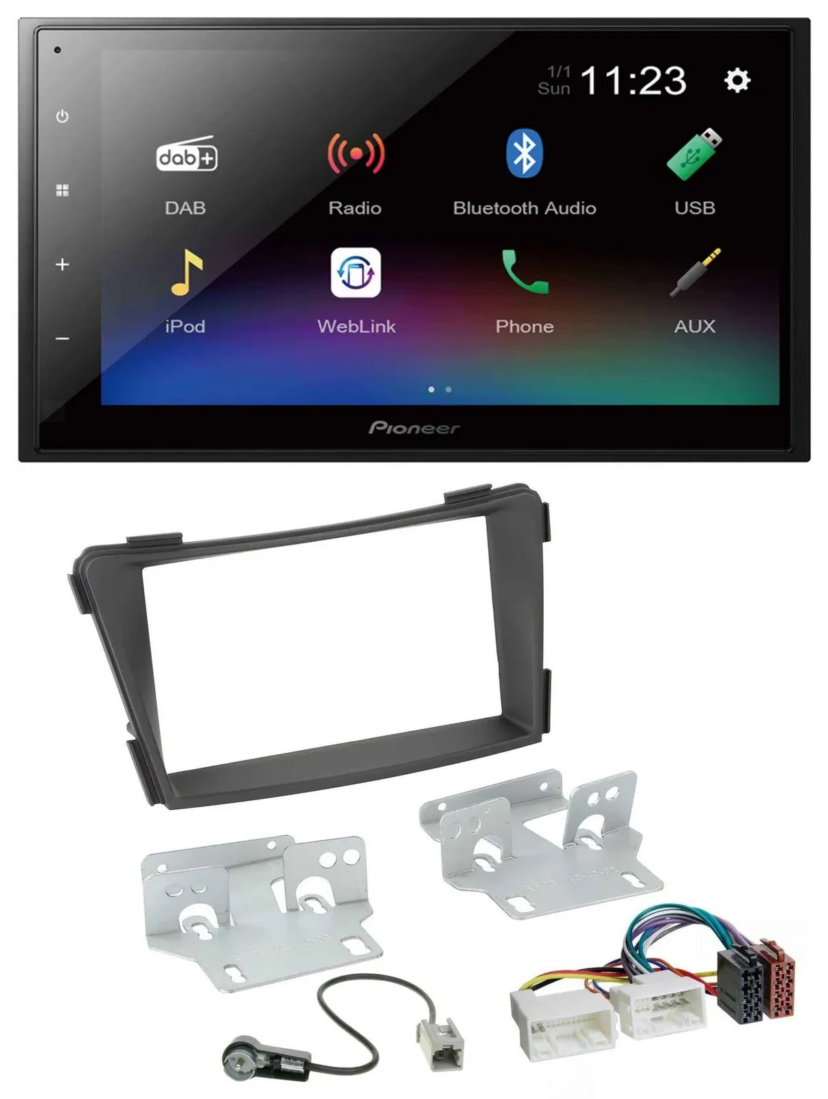Автомагнитола Pioneer 2-DIN USB, Bluetooth, DAB, MP3 для Hyundai i40 (VF), черная