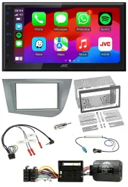 JVC Bluetooth 2DIN Lenkrad DAB USB Autoradio für Seat Leon 2005-2012 silber