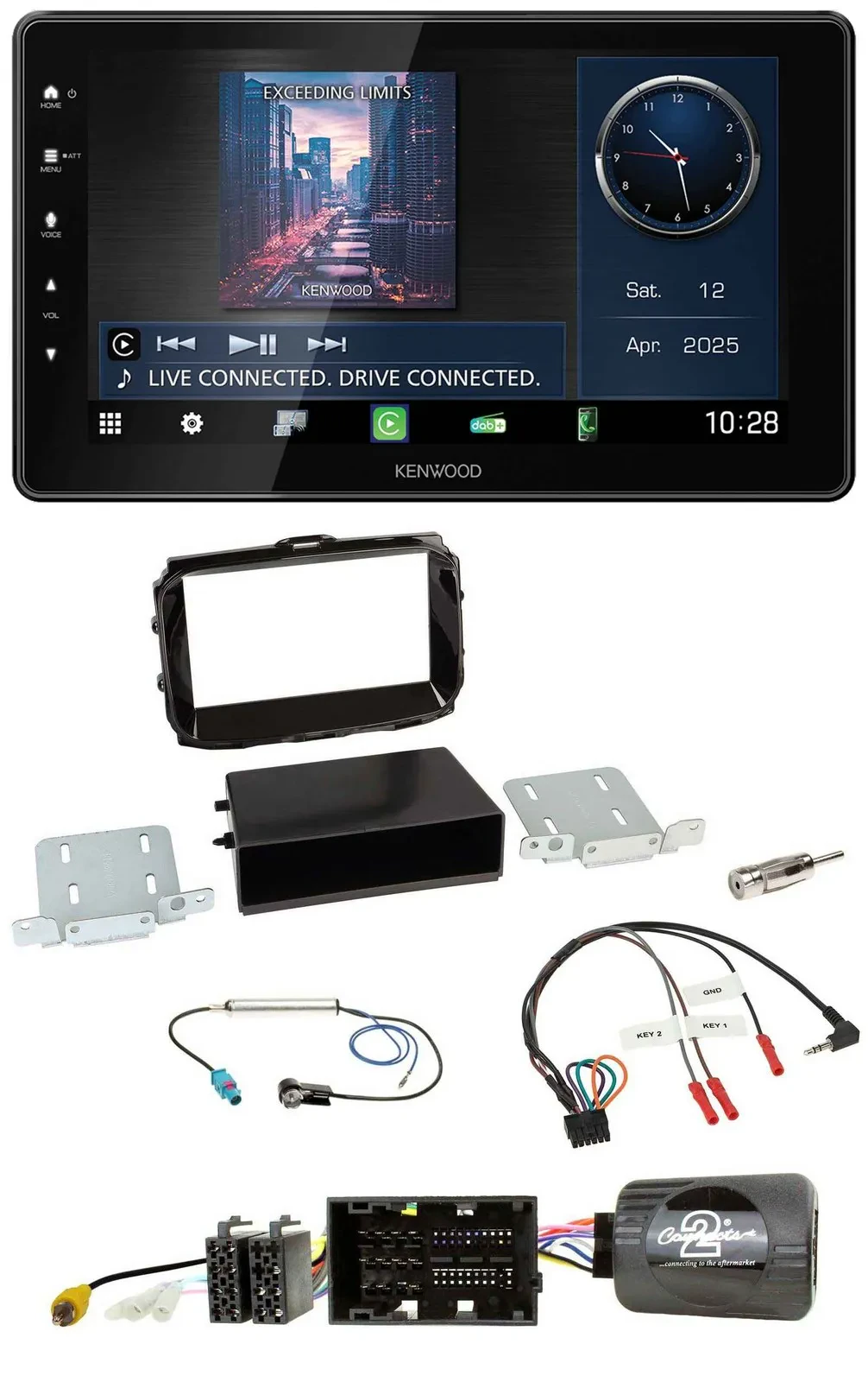 Kenwood Lenkrad Bluetooth USB DAB Autoradio für Alfa Giulietta 13-21 piano-schwa