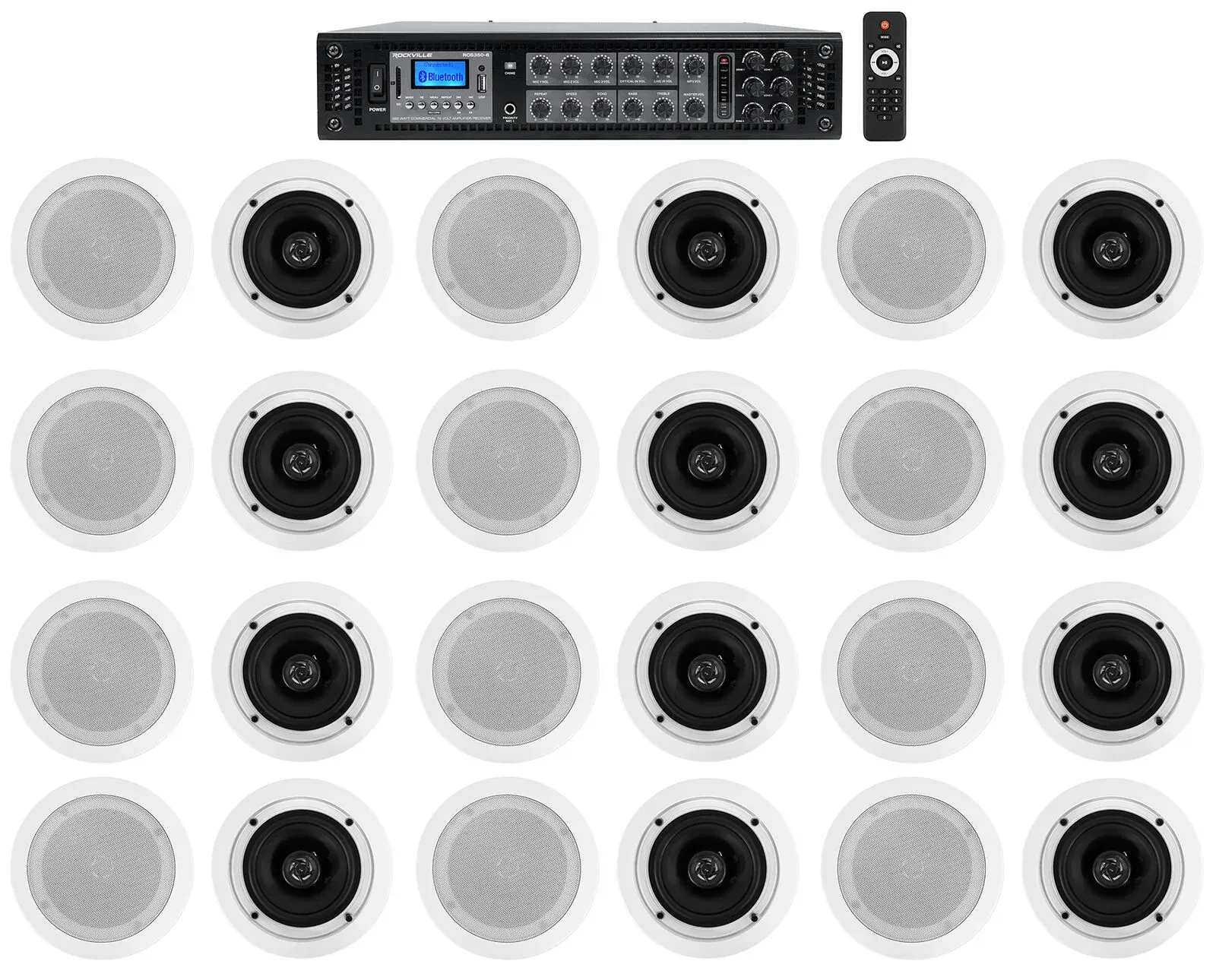 Потолочная акустика Rockville RCS350-6+(12) CC525T White с усилителем (24 штуки)