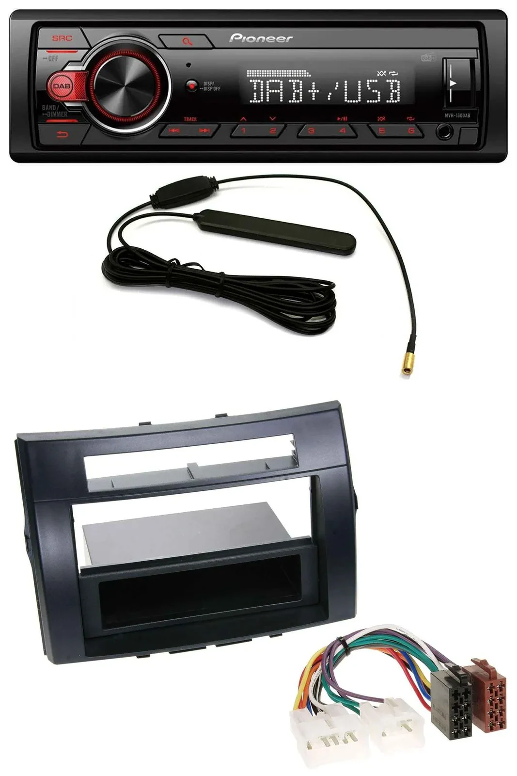Автомагнитола для Toyota Corolla Verso (2004–2009) Pioneer 1-DIN, MP3, DAB, AUX, USB, черная
