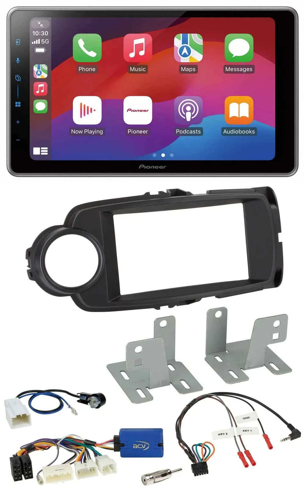 Pioneer Lenkrad USB DAB Bluetooth 2DIN Autoradio für Toyota Yaris ab 2014 schwar