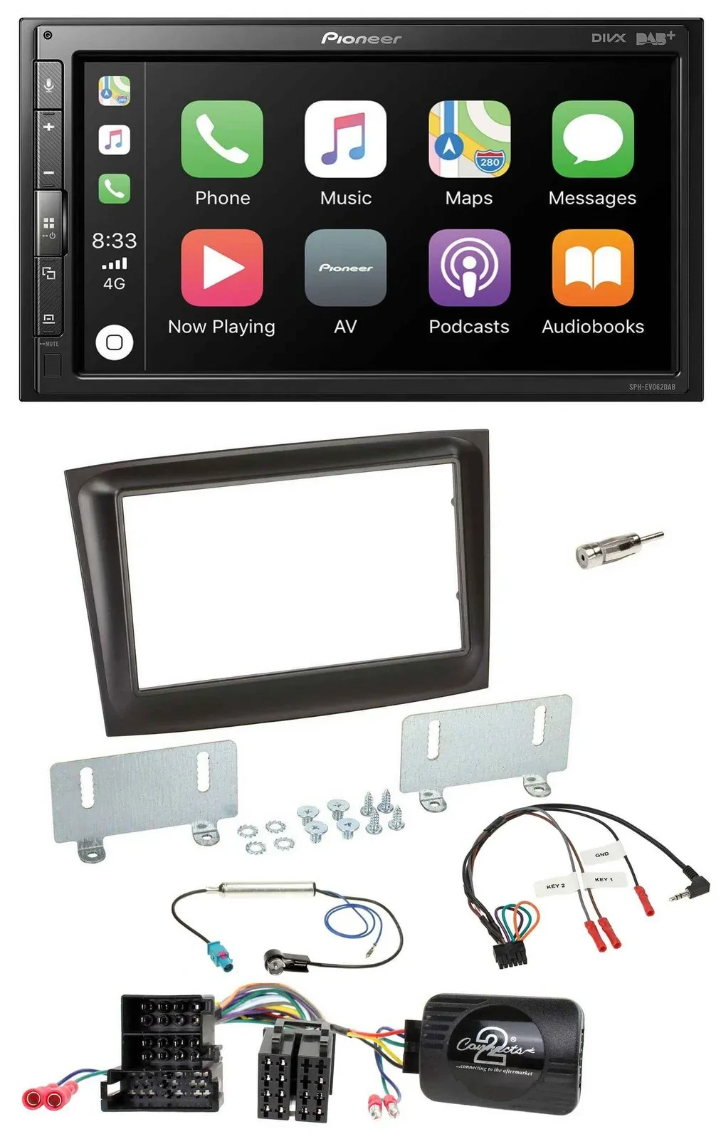 Автомагнитола Pioneer для Fiat Doblo 2 DIN, DAB, Bluetooth, USB, Mini-ISO (с 2015)