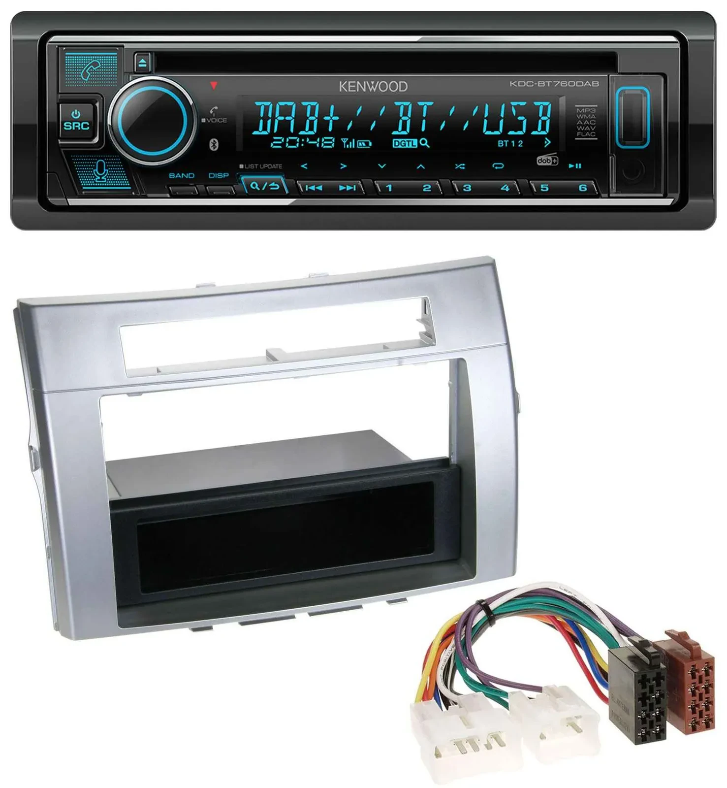 Автомагнитола для Toyota Corolla Verso 2004–2009 Kenwood Bluetooth, DAB, USB, CD, MP3