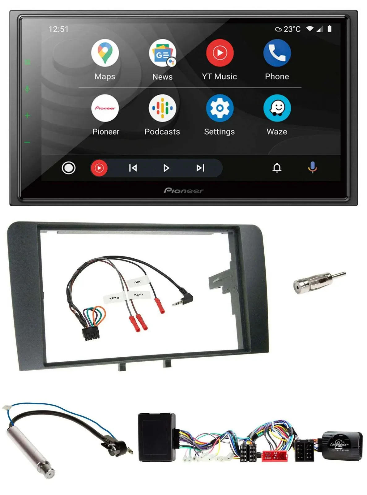 Pioneer USB 2DIN DAB Lenkrad Bluetooth Autoradio für Audi A3 Symphony Aktiv ISO