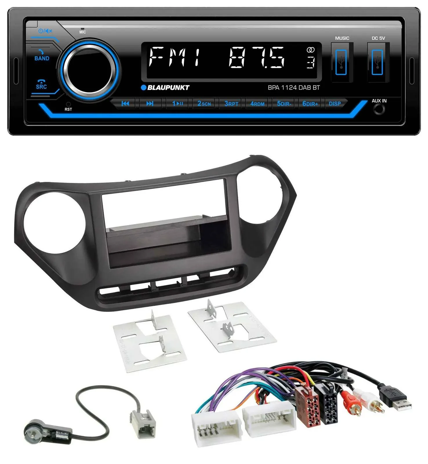 Blaupunkt Bluetooth USB DAB MP3 Autoradio für Hyundai i10 (ab 2013) AUX USB