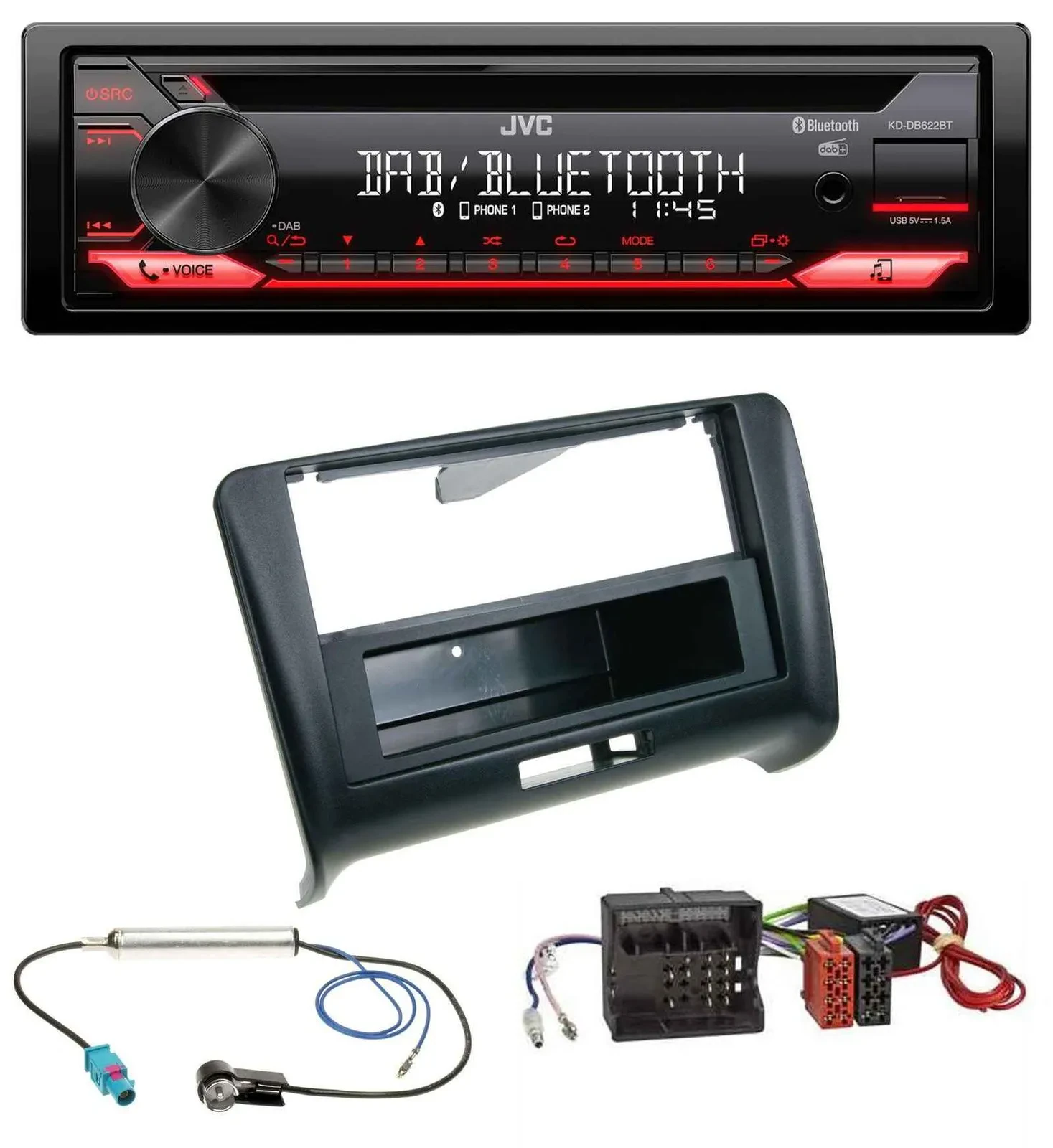 Автомагнитола JVC CD DAB USB Bluetooth MP3 для Audi TT 2006–2014, активная аудиосистема, Quadlock