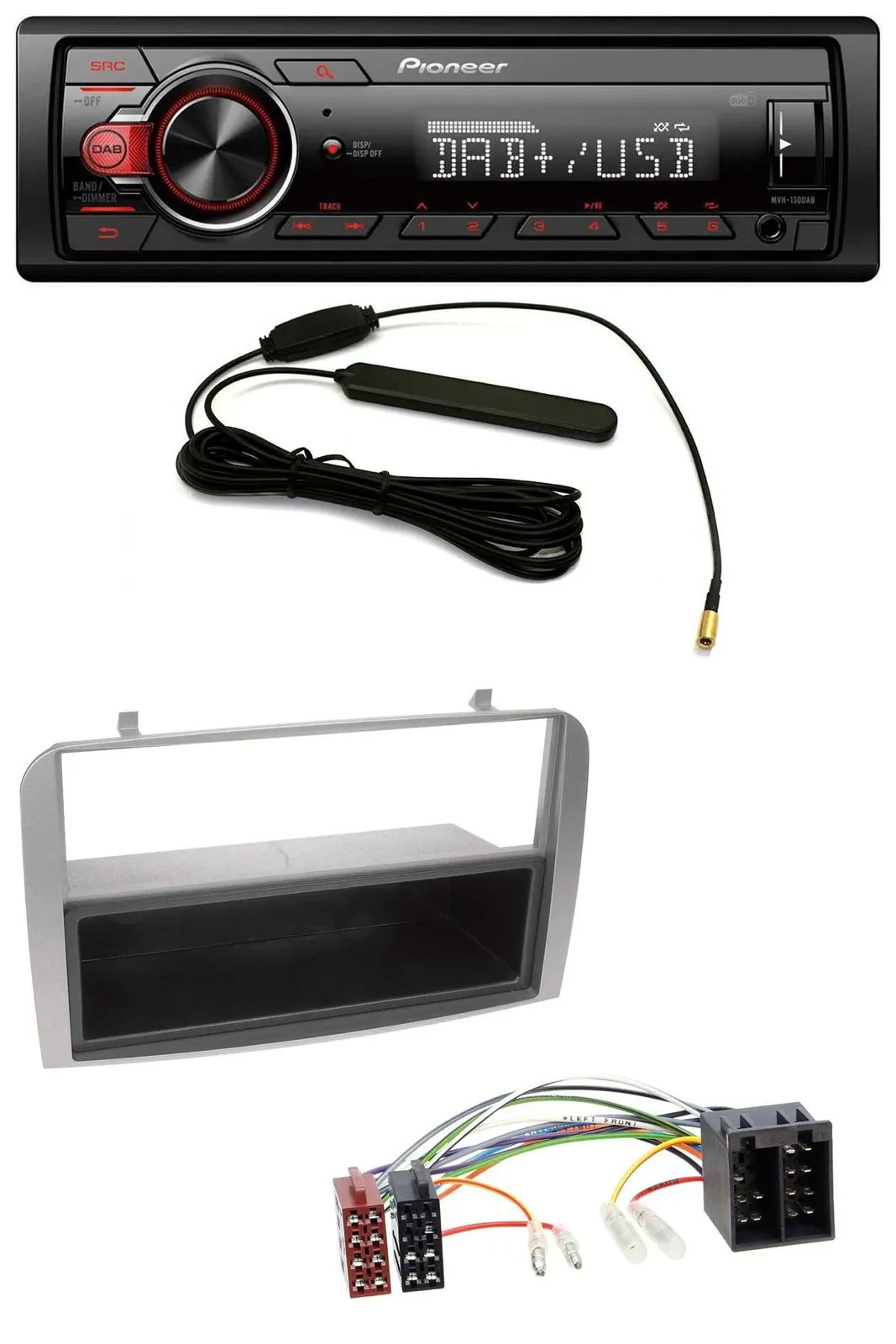 Pioneer MP3 DAB 1DIN AUX USB Autoradio für Alfa Romeo 147 GT silber Ablagefach