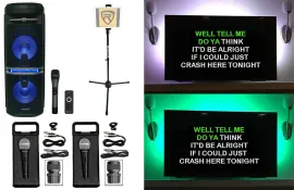 Rockville Go Party X10 Karaoke Machine System+(3) Mics+Tablet Stand+TV LED's