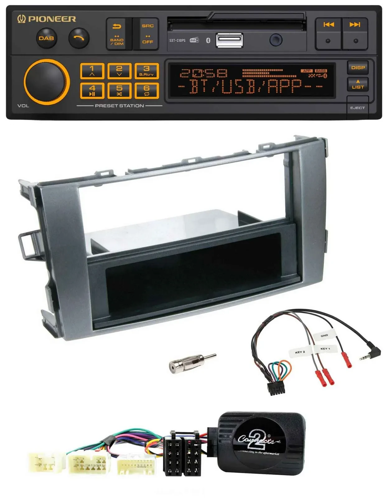 Автомагнитола для Toyota Avensis T25 (с 2003) Pioneer DAB, USB, Bluetooth, поддержка управления с руля