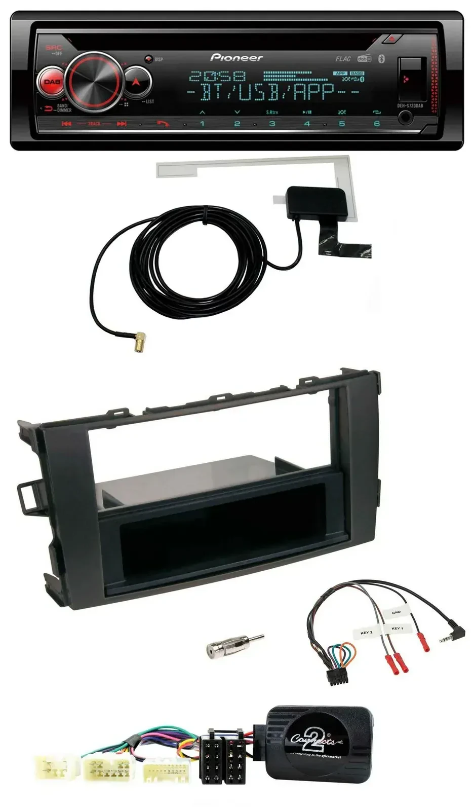Автомагнитола для Toyota Auris 2007–2011 Pioneer DAB, CD, USB, Bluetooth, черный