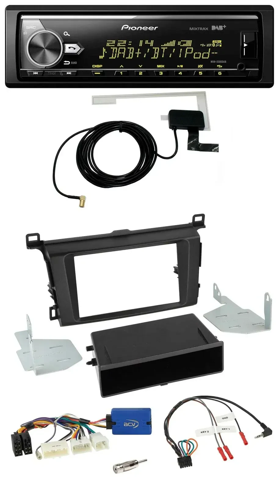 Автомагнитола для Toyota RAV4 Pioneer Bluetooth DAB USB с поддержкой управления на руле