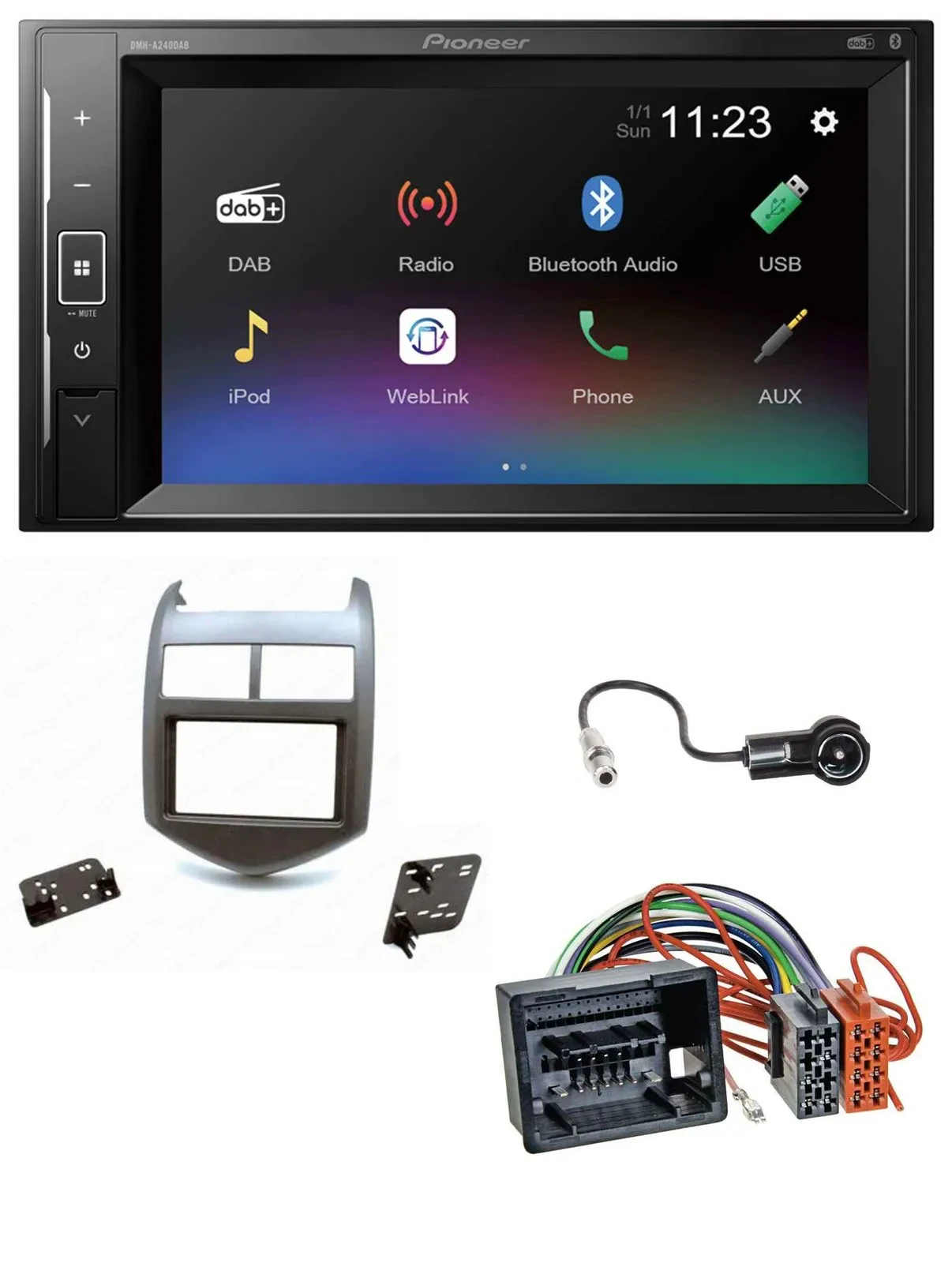 Автомагнитола для Chevrolet Aveo/Sonic (с 2011) Pioneer 2DIN, DAB, MP3, Bluetooth, USB