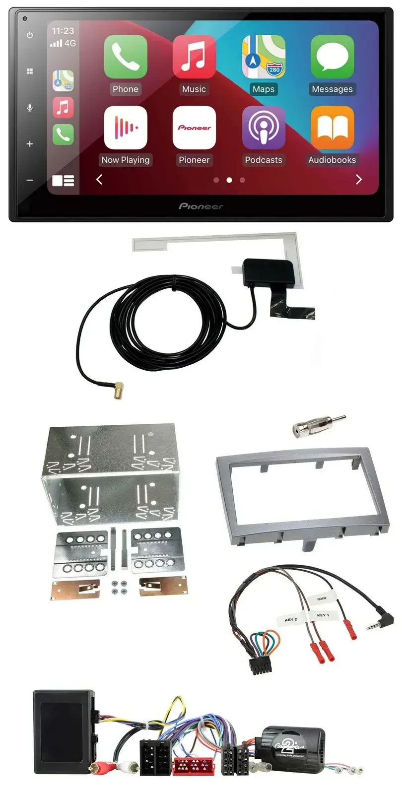 Автомагнитола для Porsche 911/Boxster/Cayman Pioneer 2 DIN, USB, Bluetooth, DAB, с поддержкой управления на руле