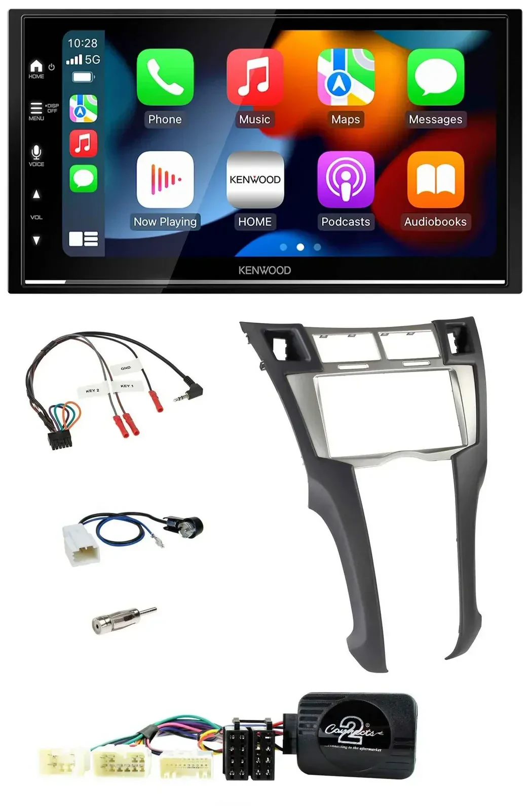 Автомагнитола для Toyota Yaris 2006–2011 Kenwood 2DIN, DAB, USB, Bluetooth, поддержка управления с руля