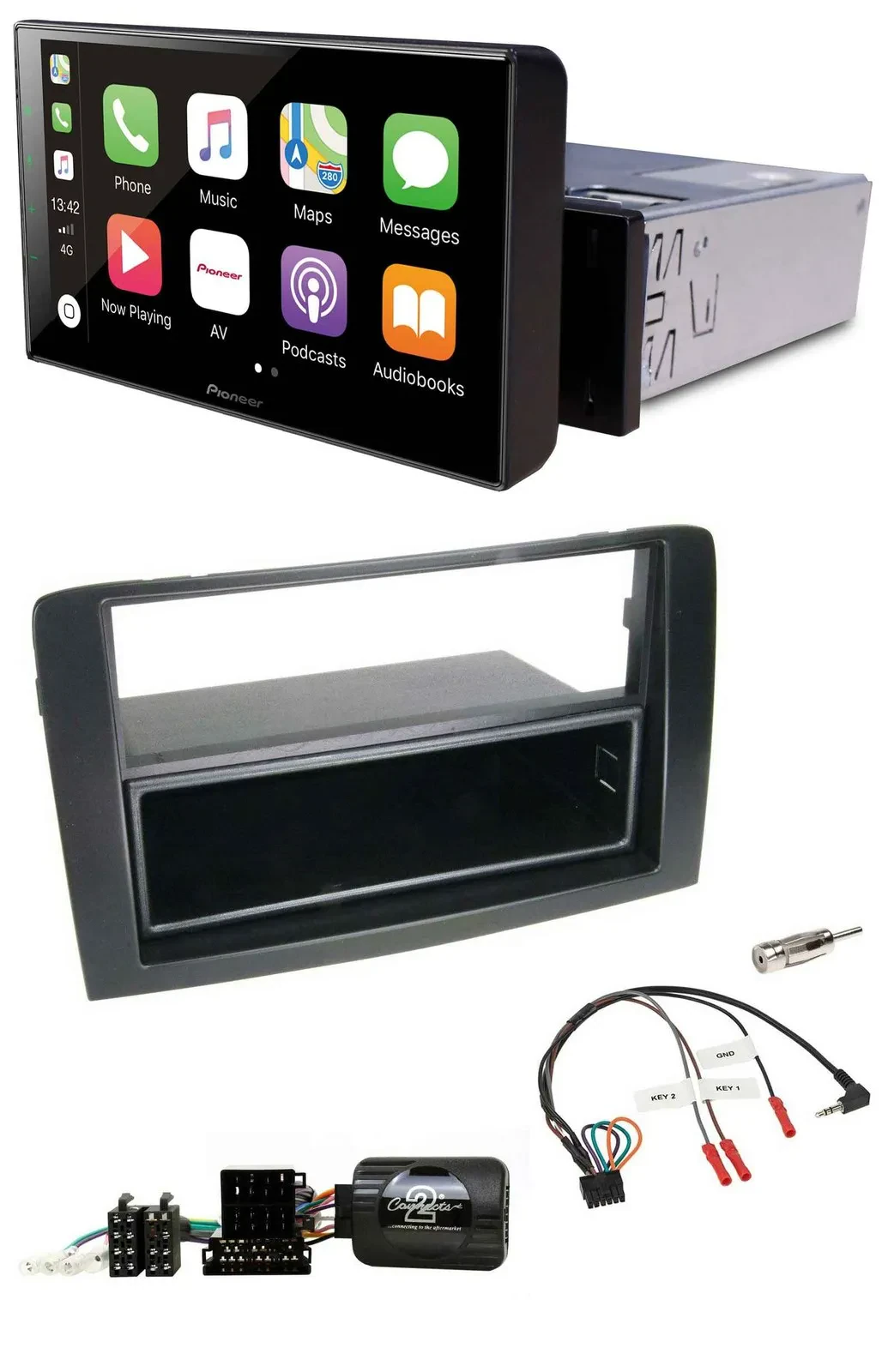 Pioneer Bluetooth Lenkrad DAB USB Autoradio für Fiat Idea 2006-2012 schwarz