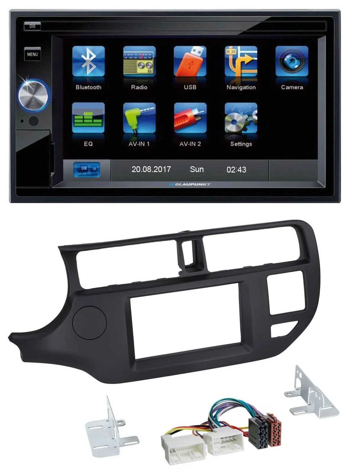 Blaupunkt SD Bluetooth 2DIN MP3 USB AUX Autoradio für Kia Rio 11-14 UB schwarz