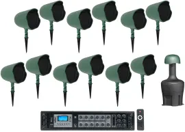 (12) JBL GSF6-GN 6.5" Landscape Ground Stake 70v Commercial Speakers+12" Sub+Amp