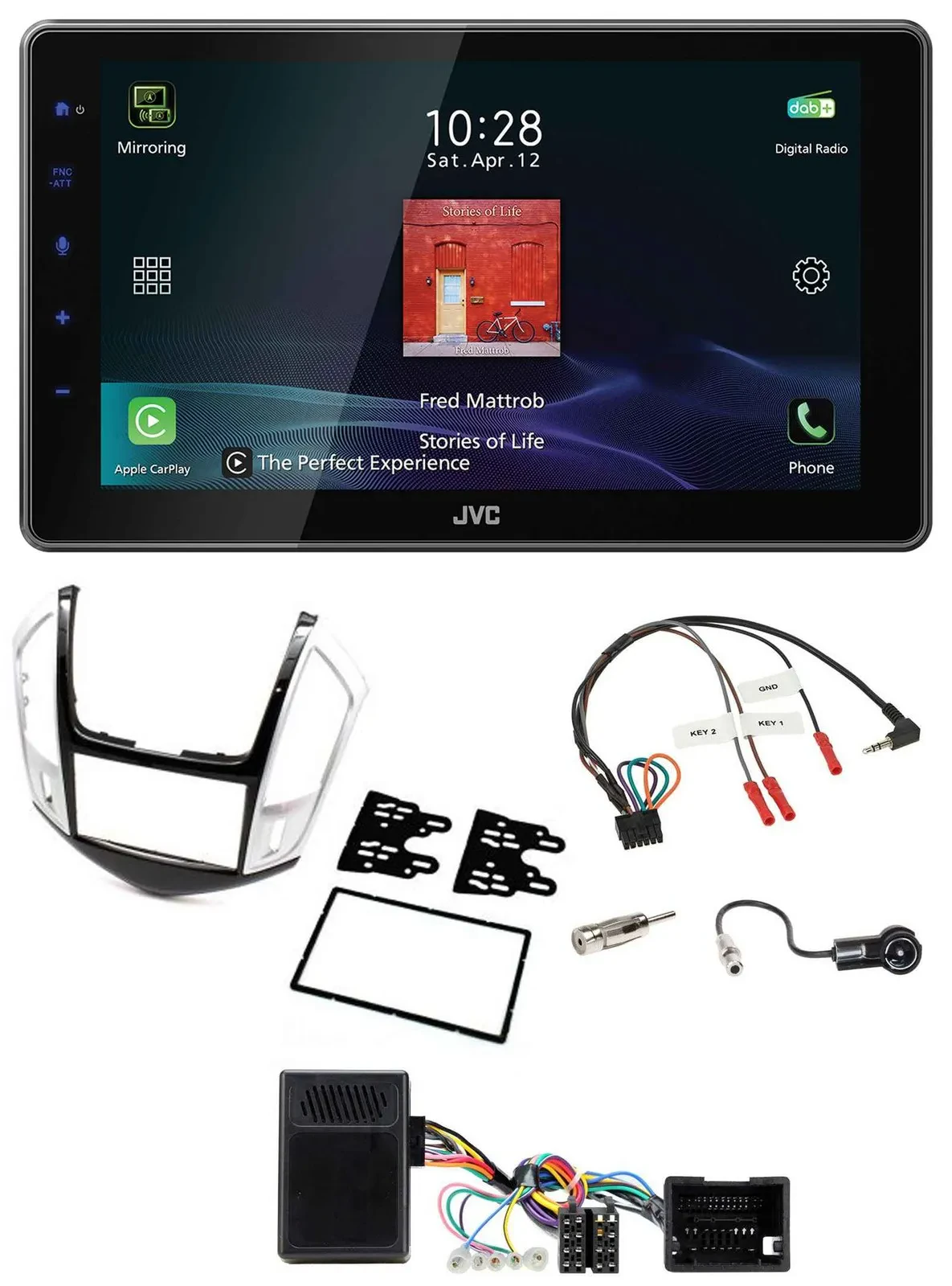 JVC DAB Lenkrad Bluetooth USB Autoradio für Chevrolet Cruze 2011-2016 silber