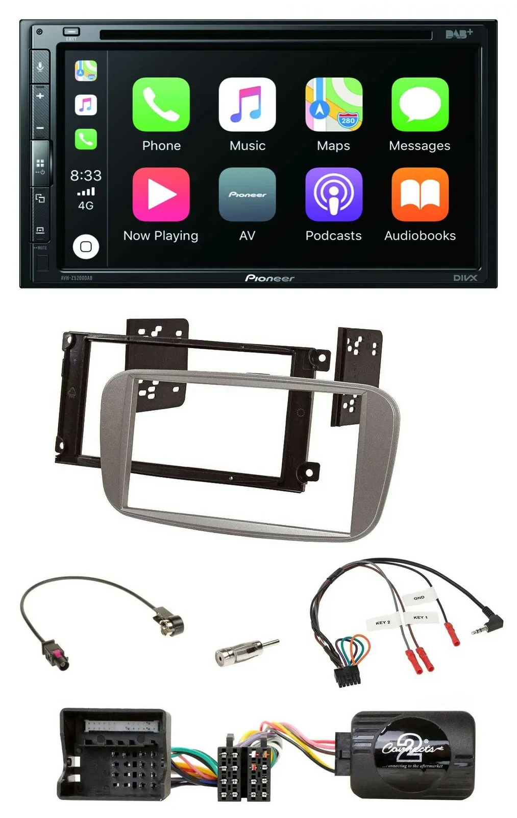 Pioneer DVD 2DIN Lenkrad DAB Bluetooth USB Autoradio für Ford Focus Galaxy C-Max