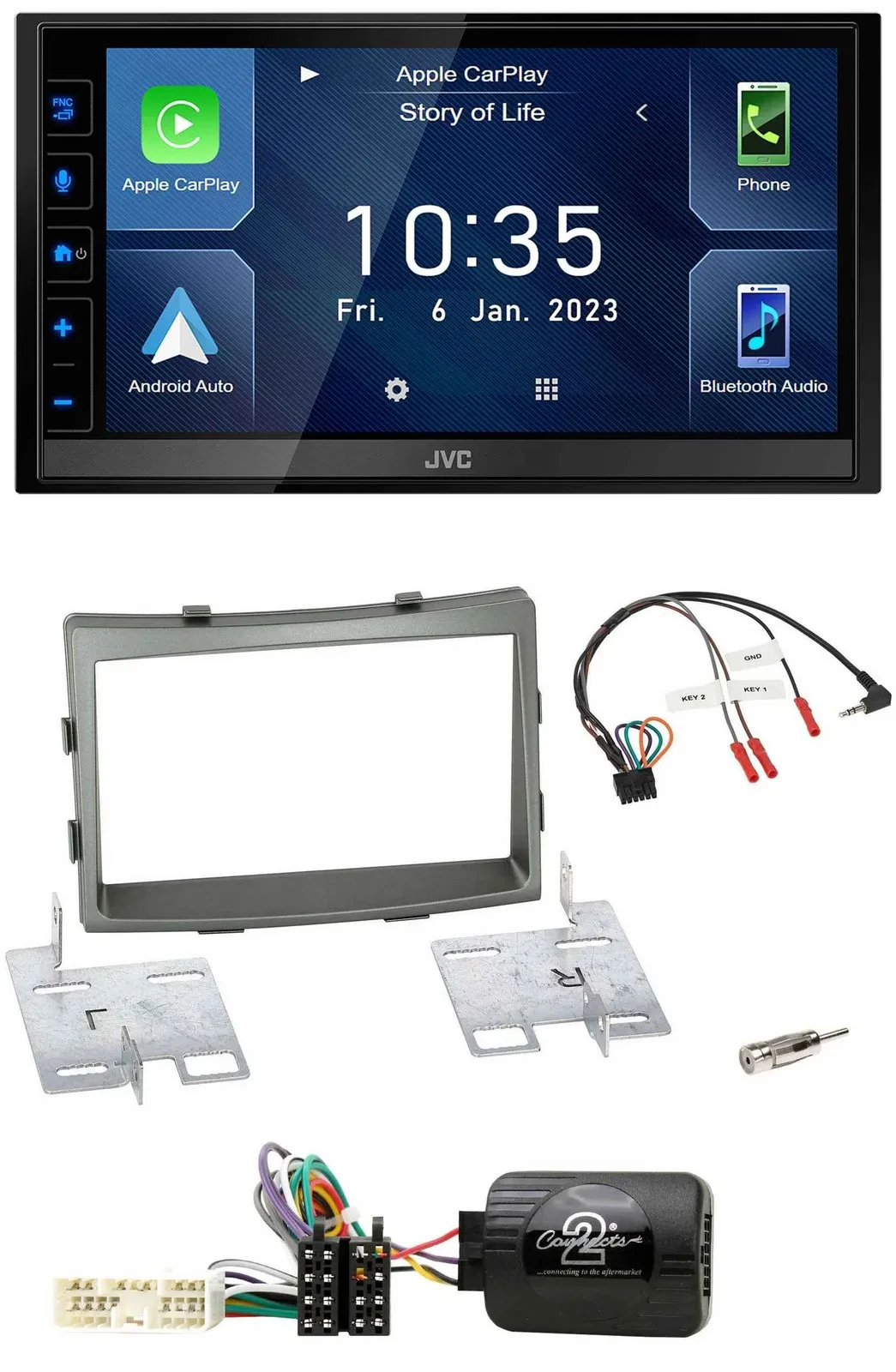JVC DAB Bluetooth Lenkrad USB 2DIN Autoradio für SSangYong Rodius ab 2013