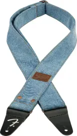 Fender x Wrangler Riveted Denim Guitar Strap, Light Indigo