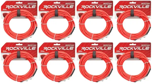 Инструментальный кабель Rockville RCGT20R Red 6.1 м (8 штук)