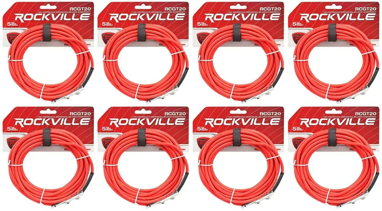 Инструментальный кабель Rockville RCGT20R Red 6.1 м (8 штук)
