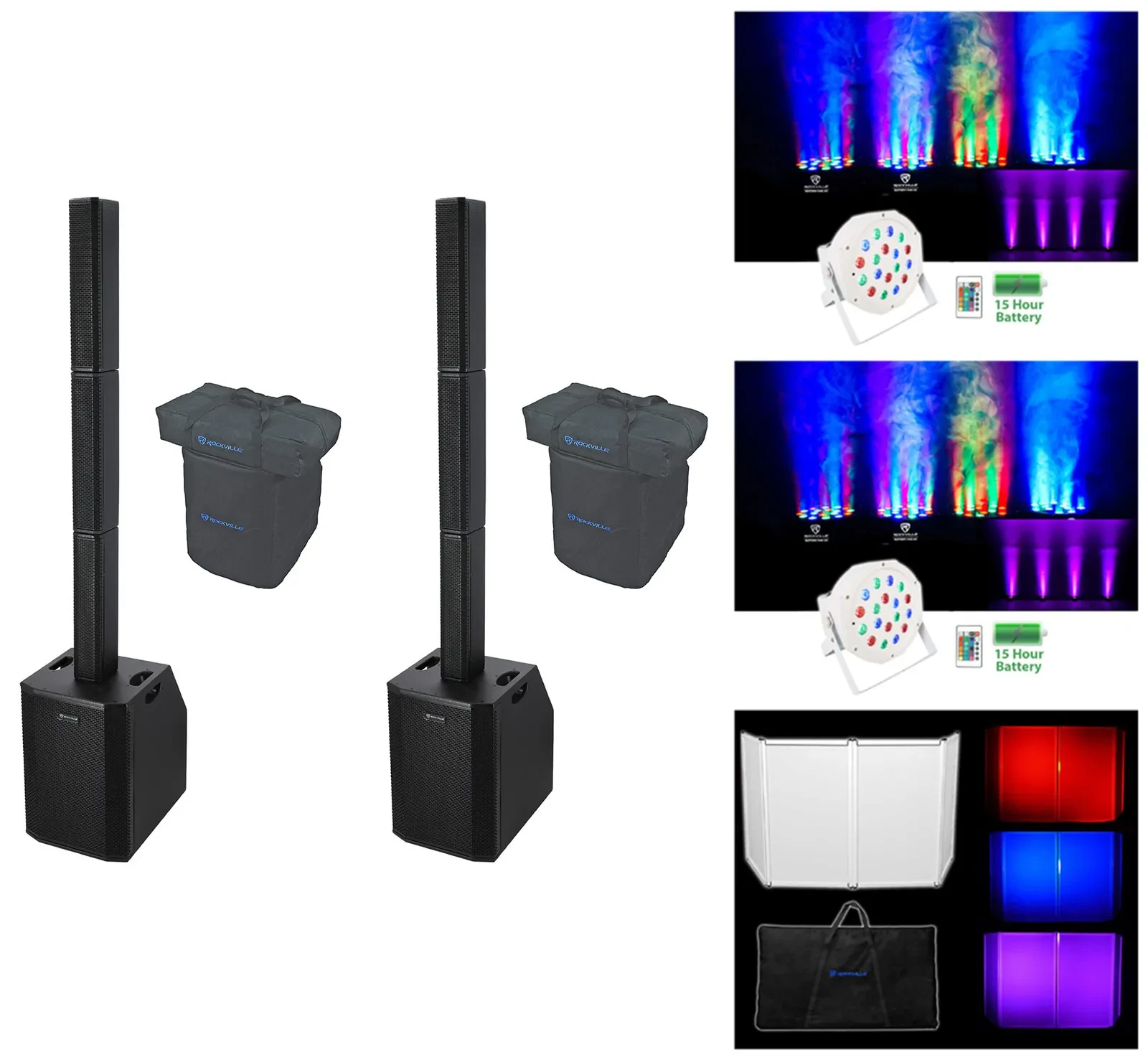 Портативная акустическая система Rockville TITAN ARRAY SYSTEM V2 Wireless Link (набор, пара) с фасадом и светом