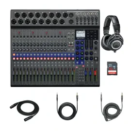 Zoom LiveTrak L-20 20-Input Digital Recorder with Headphone and Accessory Bundle