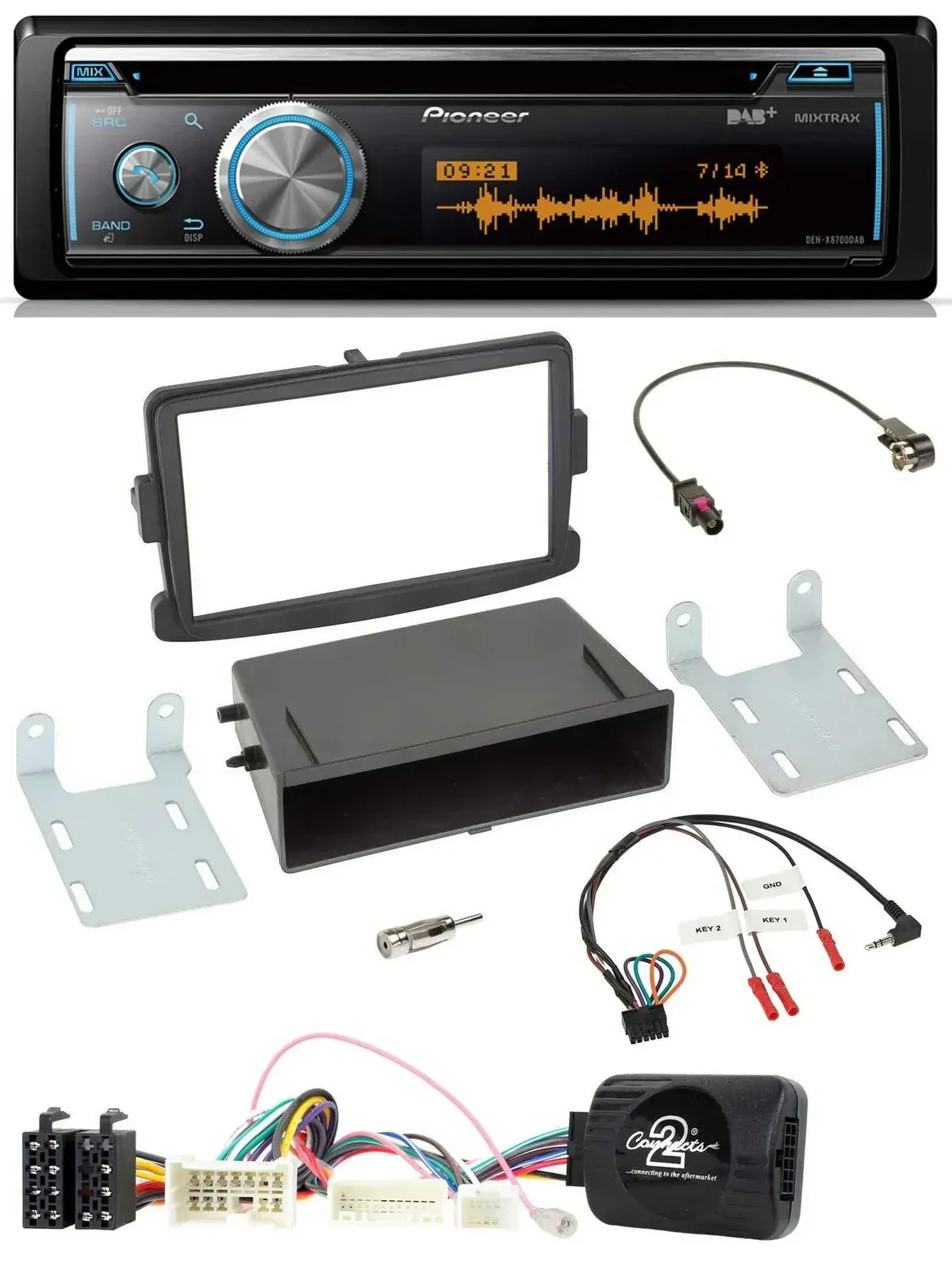 Автомагнитола для Dacia Logan/Sandero (с 2012) Pioneer DAB, USB, CD, Bluetooth