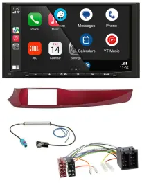 JBL USB 2DIN MP3 Bluetooth AUX Autoradio für Alfa Giulietta 10-13 rot glänzend