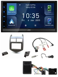 JVC DAB Bluetooth Lenkrad USB 2DIN Autoradio für Chevrolet Aveo ab 11 dunkelgrau