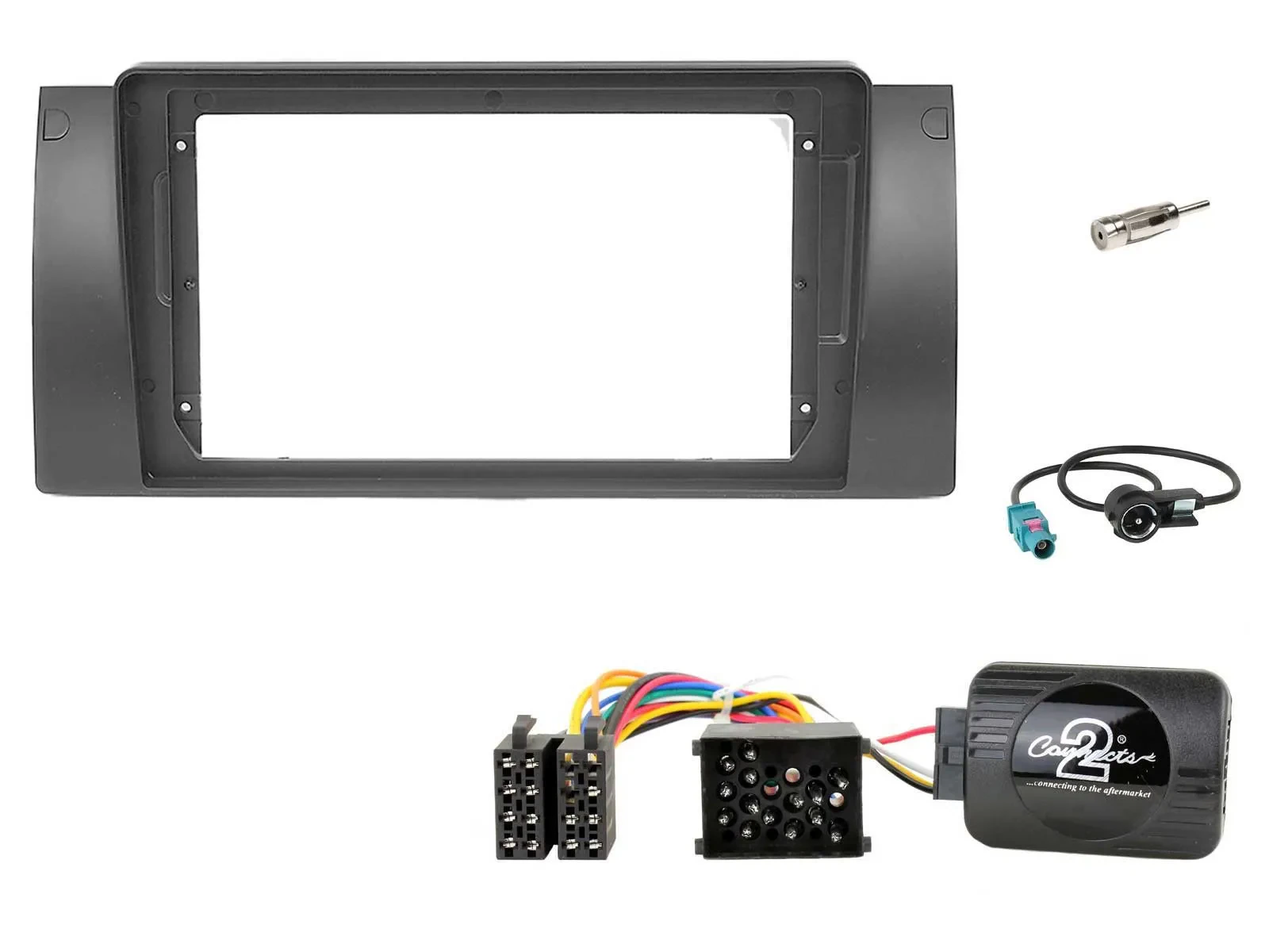 Einbauset Lenkradadapter für 9 Zoll Autoradio für BMW X5 2000-2003 17 Pin BMW