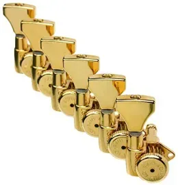 Hipshot GOLD 6-InLine Grip-Lock Non-Staggered Open-Gear Guitar Tuners w/ UMP Kit