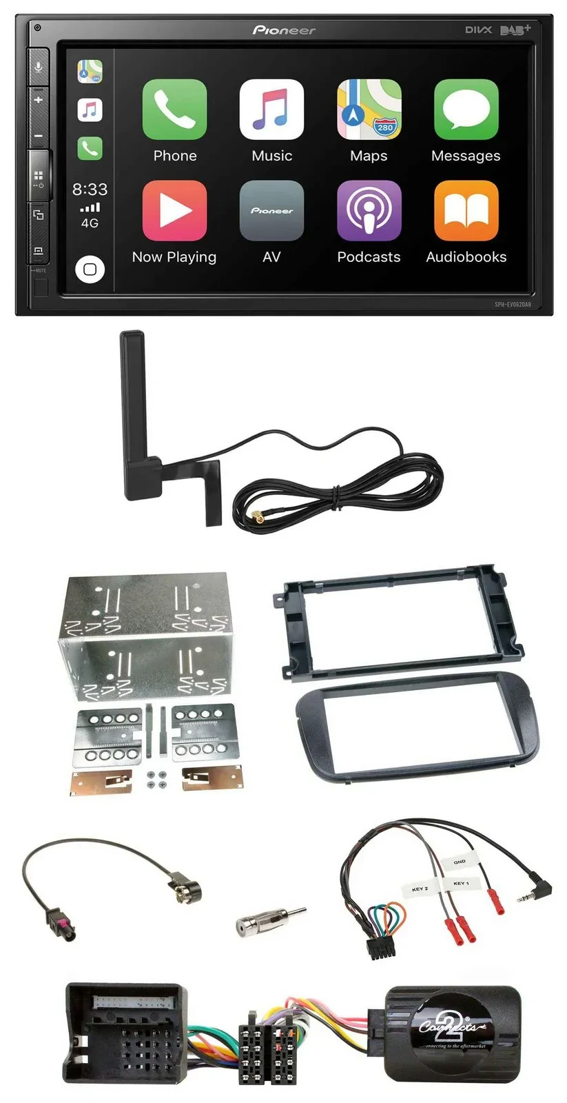 Pioneer USB 2DIN Bluetooth DAB Lenkrad Autoradio für Ford Focus C Max Galaxy Pro