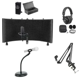 Конденсаторный микрофон Audio-Technica AT4033A с кейсом, наушниками, экраном и стойкой