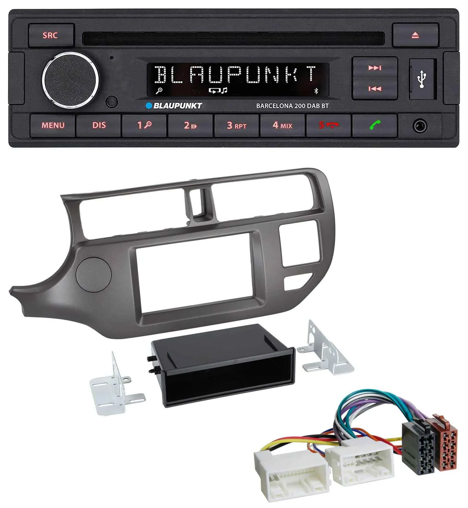 Автомагнитола Blaupunkt USB DAB CD Bluetooth MP3 для Kia Rio UB 2011–2014 антрацит