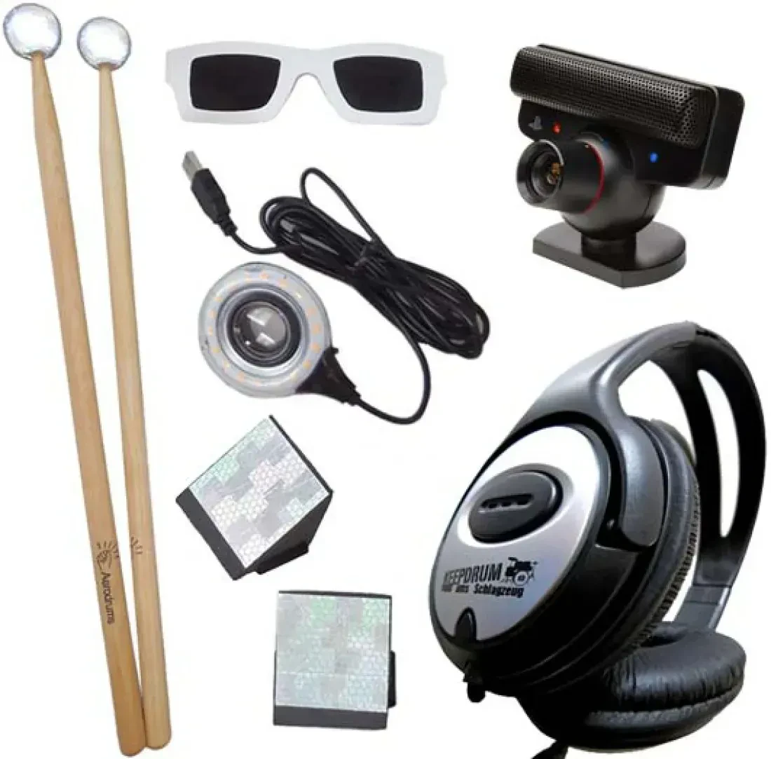 Электронная ударная установка Aerodrums с наушниками