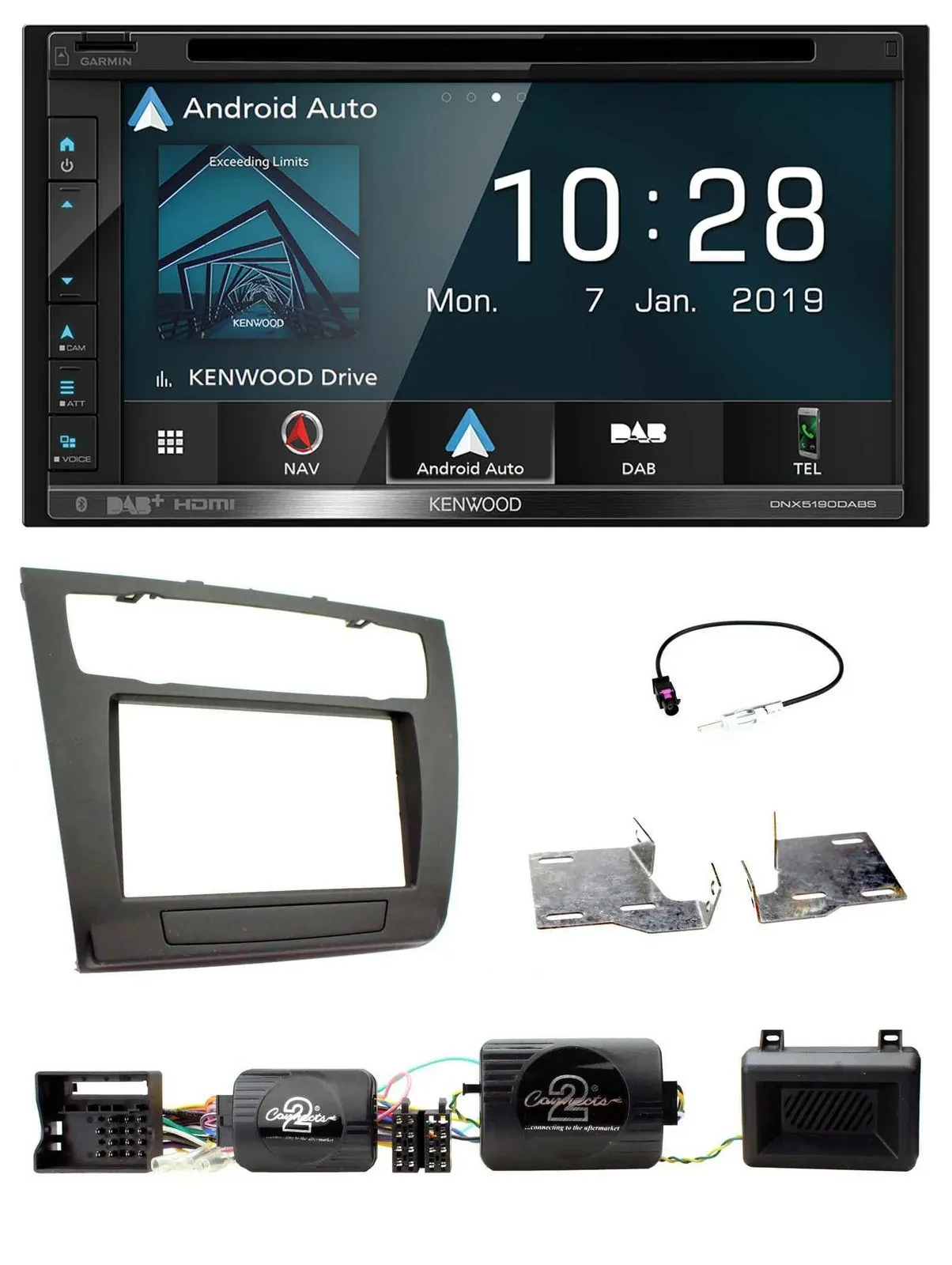 Kenwood DAB TMC USB 2DIN Lenkrad Bluetooth Navigation für BMW 1er PDC aut. Klima