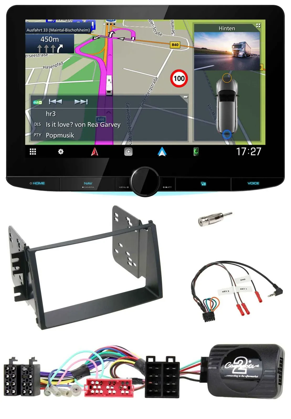 Kenwood Bluetooth DAB TMC 2DIN Lenkrad USB Navigation für Kia Soul 2009-2011
