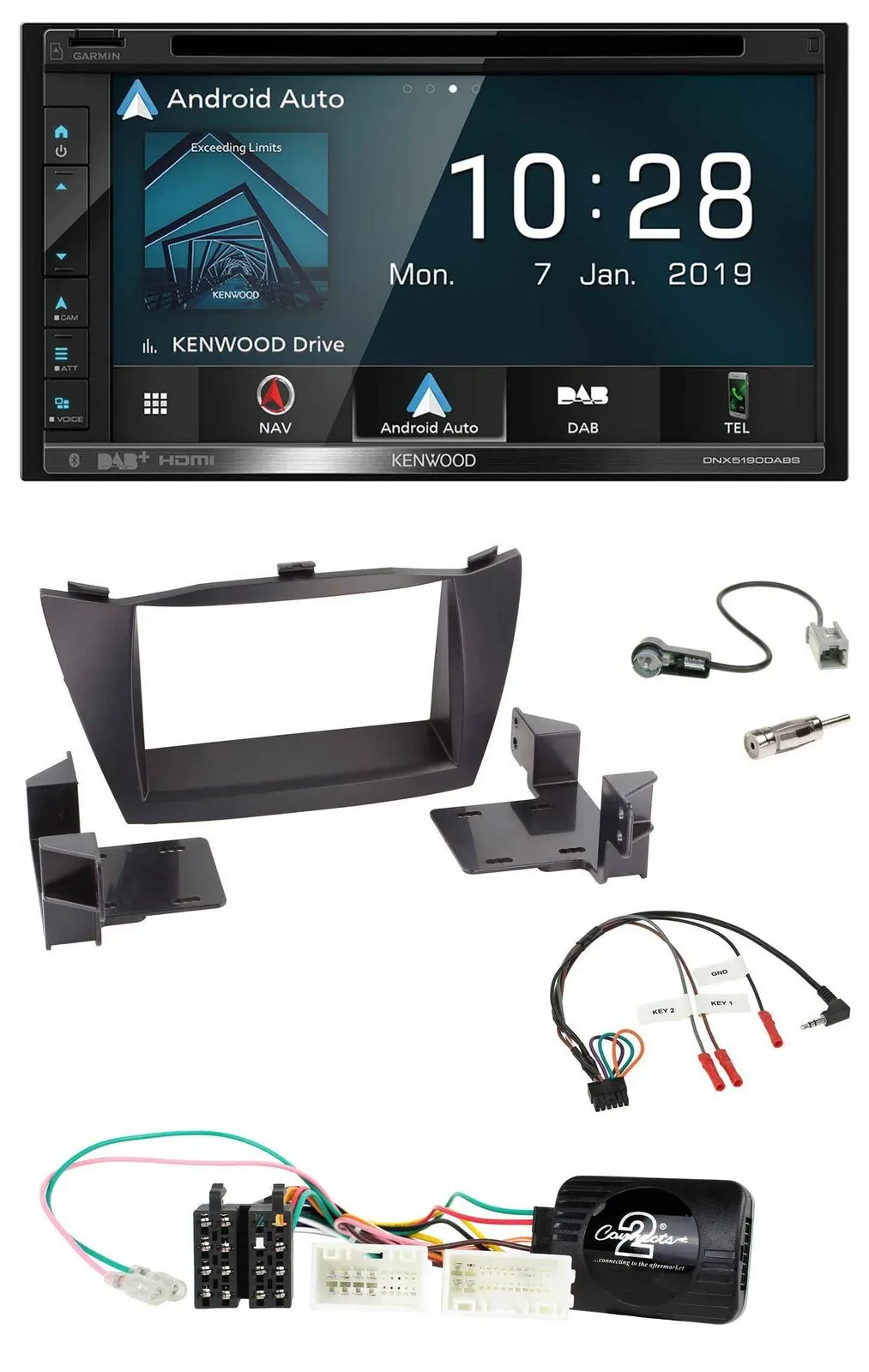 Kenwood DAB TMC USB 2DIN Lenkrad Bluetooth Navigation für Hyundai ix35 2010-2013