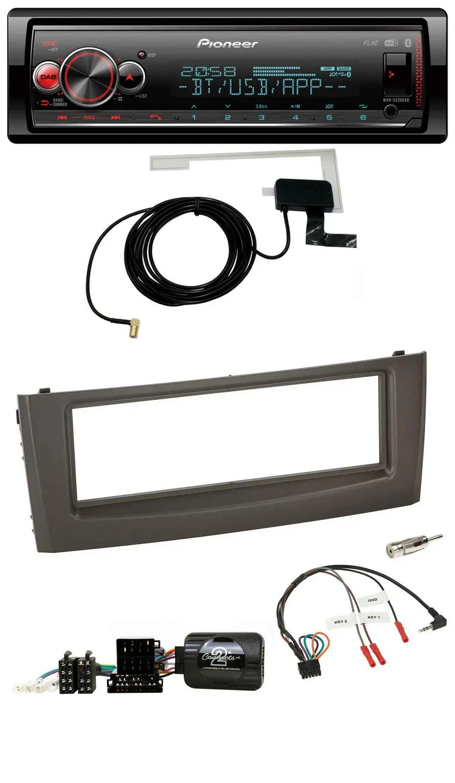 Pioneer Bluetooth DAB USB Lenkrad Autoradio für Fiat Grande Punto 06-10 schwarz