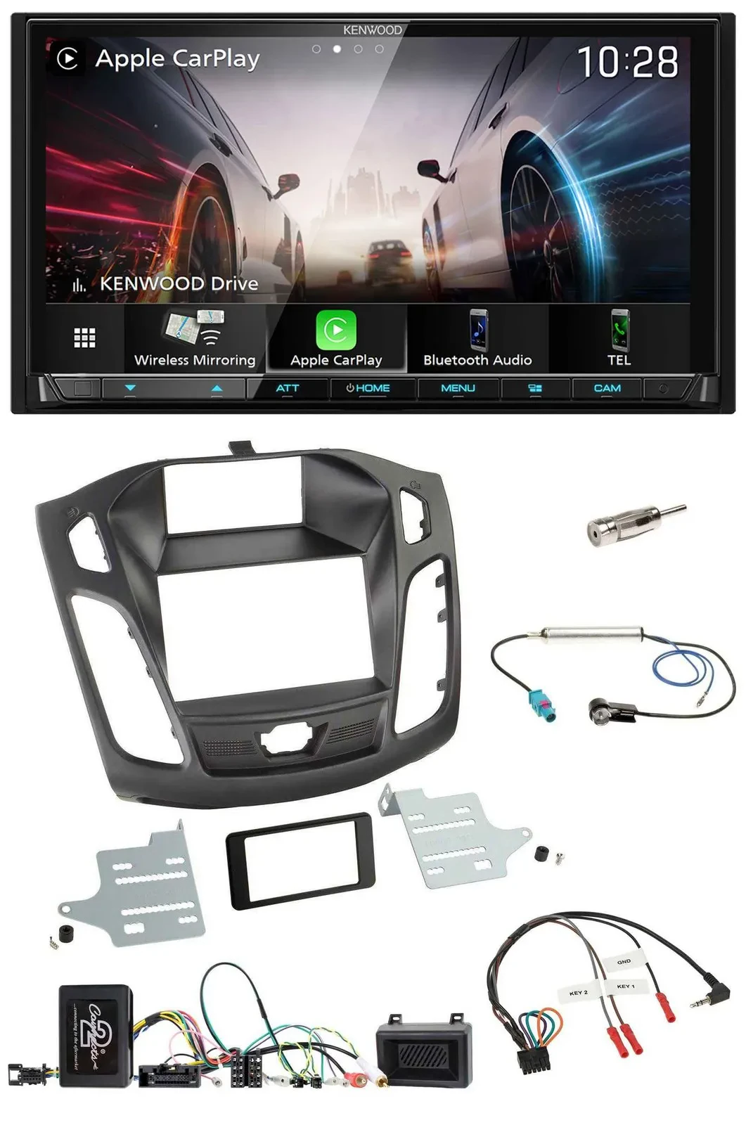 Kenwood Lenkrad 2DIN USB DAB Bluetooth Autoradio für Ford Focus 2011-2014