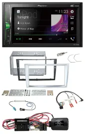 Автомагнитола Pioneer 2DIN DAB USB Bluetooth для Opel Corsa D (с 2009 г.), матовый хром, поддержка управления с руля