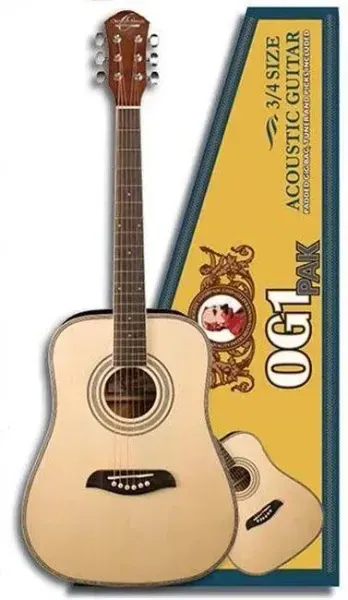 Oscar Schmidt OG1PAK 3/4 Size Acoustic Guitar Pack with Gig Bag and Strap